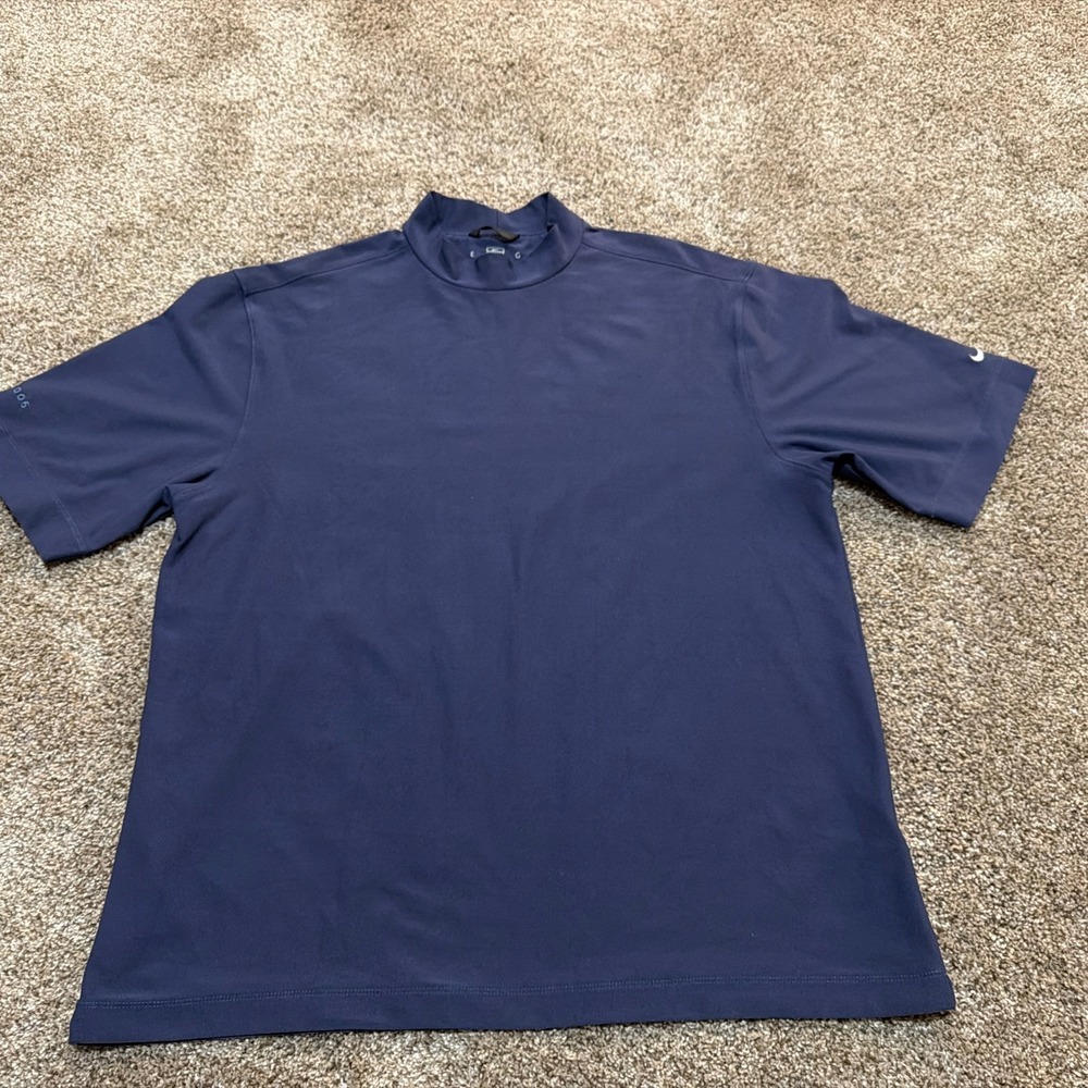 Nike Golf Shirt Mens Large blue Dri-Fit UV Performance Short Sleeve Athletic